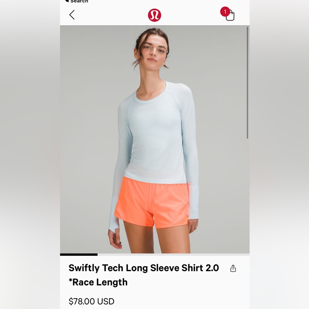 Swiftly tech long sleeve lululemon race length
